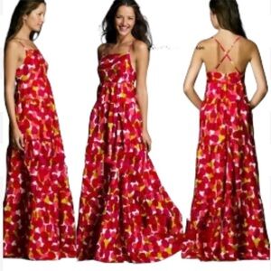 J.Crew Collection Sea Glass Dot Silk Maxi Gown Dress